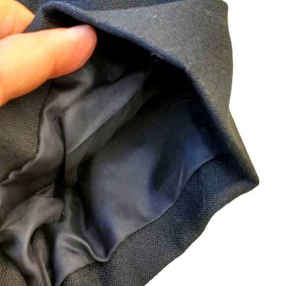 60s Black Dress Linen Wrap Soutache Ribbon Frog Buttons Union Label Size 8 - Picture 10 of 14